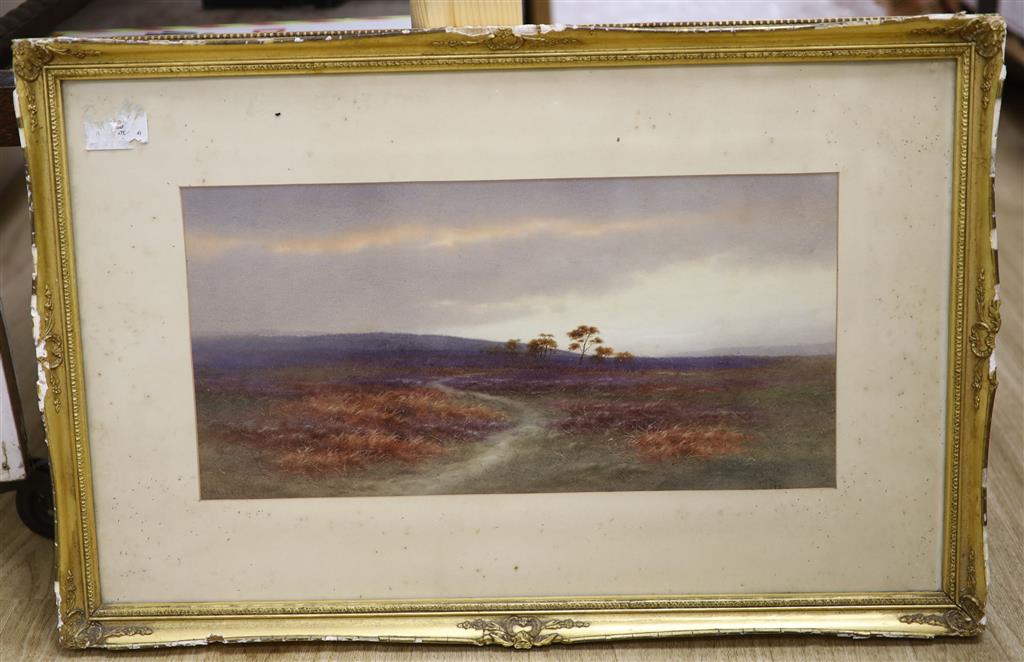 Charles Edward Brittan (1870-1949), watercolour, Moorland scene, 20 x 40cm